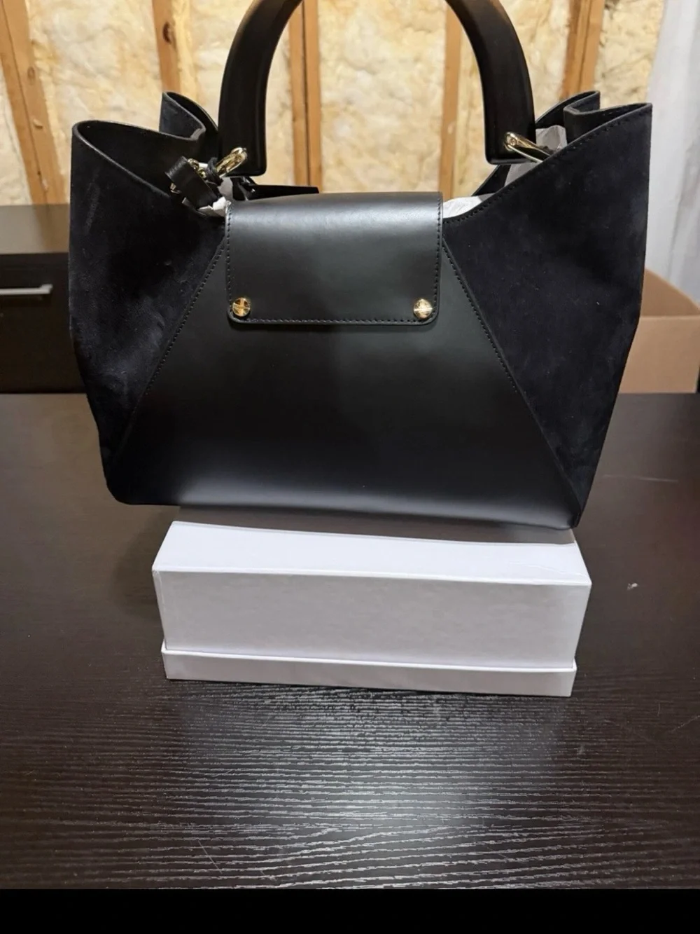 Black Claudia firenze medium Structured Leather & Suede Tote Bag.